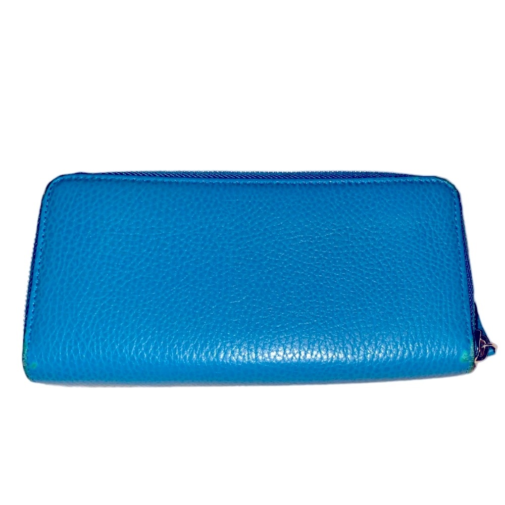 GUCCI Interlocking GG Zip Snap Teal Blue Leather Long Wallet - Picture 2 of 12